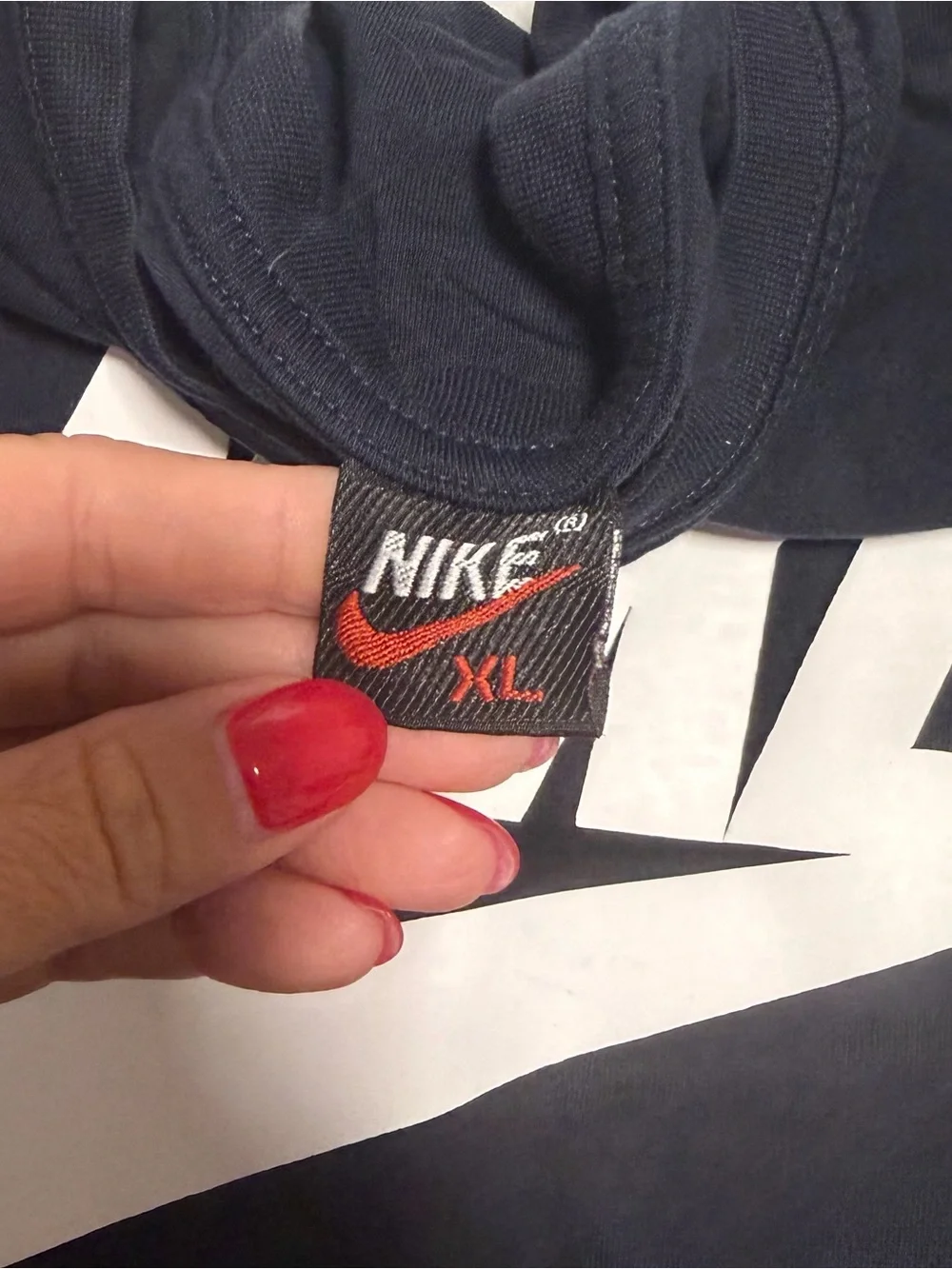 Vintage Nike Black Short Sleeve Tee with White Swoosh Logo XL